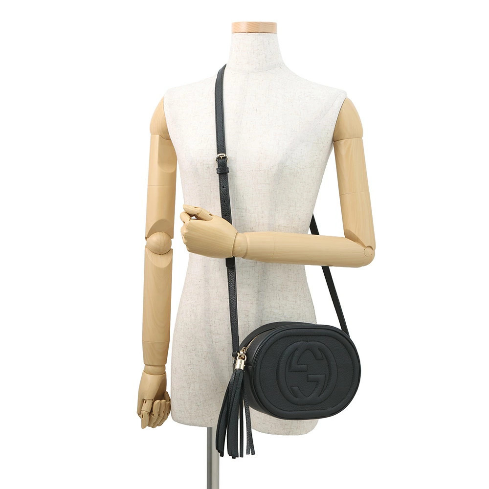 Gucci Soho Interlocking GG Leather Shoulder Bag Tassel Black - Picture 4 of 12